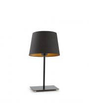 Czarna lampka nocna LED do salonu z abażurem GENUA GOLD