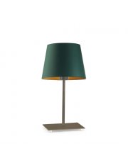 Elegancka lampa stołowa LED do salonu GENUA GOLD abażur zieleń butelkowa
