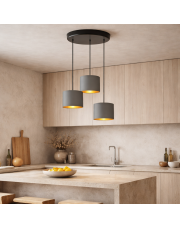 Designerska 3 punktowa lampa wisząca LED do kuchni PUEBLO GOLD z abażurami zieleń butelkowa