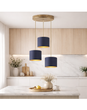 Abażurowa lampa wisząca z kloszami ułożonymi kaskadowo PUEBLO GOLD 3 punktowa LED