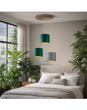 Trójpłomienny żyrandol na złotym stelażu PUEBLO GOLD mix kolorów