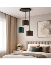 Nowoczesna lampa wisząca do sypialni 3 punktowa PUEBLO GOLD z regulacją