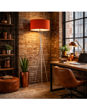 Lampa podłogowa na trójnogu do salonu z czerwonym kloszem PARYŻ 
