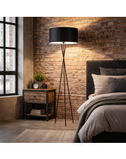 Czarna lampa stojąca na trójnogu do salonu PARYŻ 