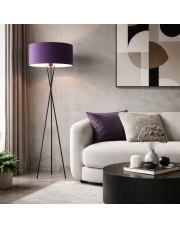 Lampa podłogowa na trzech nogach PARYŻ z fioletowym abażurem