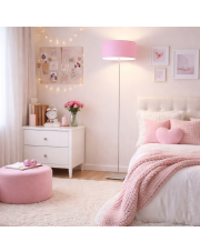 Dziecięca lampa stojąca z różowym abażurem MEKSYK