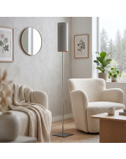 Nowoczesna lampa podłogowa do czytania w salonie FLORENCJA GOLD z szarym abażurem ze złotym wnętrzem