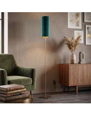 Eklektyczna lampa podłogowa do salonu tuba FLORENCJA GOLD z abażurem w kolorze zieleni butelkowej ze złotym wnętrzem