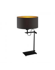 Srebrna lampka nocna do sypialni ALASKA GOLD z designerskim abażurem