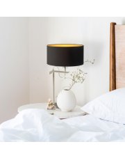 Srebrna lampka nocna do sypialni ALASKA GOLD z designerskim abażurem