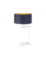 Srebrna lampa stołowa do salonu ALASKA GOLD z abażurem ze złotym wnętrzem