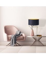 Srebrna lampa stołowa do salonu ALASKA GOLD z abażurem ze złotym wnętrzem