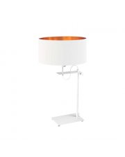 Biała lampa stołowa do salonu ALASKA GOLD z abażurem ze złotym wnętrzem