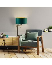 Designerska lampa stołowa do salonu z abażurem w kolorze zieleni butelkowej ALASKA GOLD