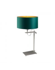 Designerska lampa stołowa do salonu z abażurem w kolorze zieleni butelkowej ALASKA GOLD