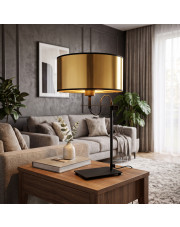 Czarno-złota lampa stołowa do salonu ALASKA MIRROR w stylu glamour