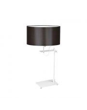 Klasyczna lampa biurkowa z brązowym abażurem ALASKA i włącznikiem ręcznym