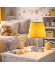 Lampka nocna do salonu z musztardowym abażurem ALMADA