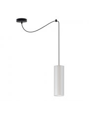 Czarna lampa wisząca do sypialni z jasnoszarym abażurem VIZELA T1